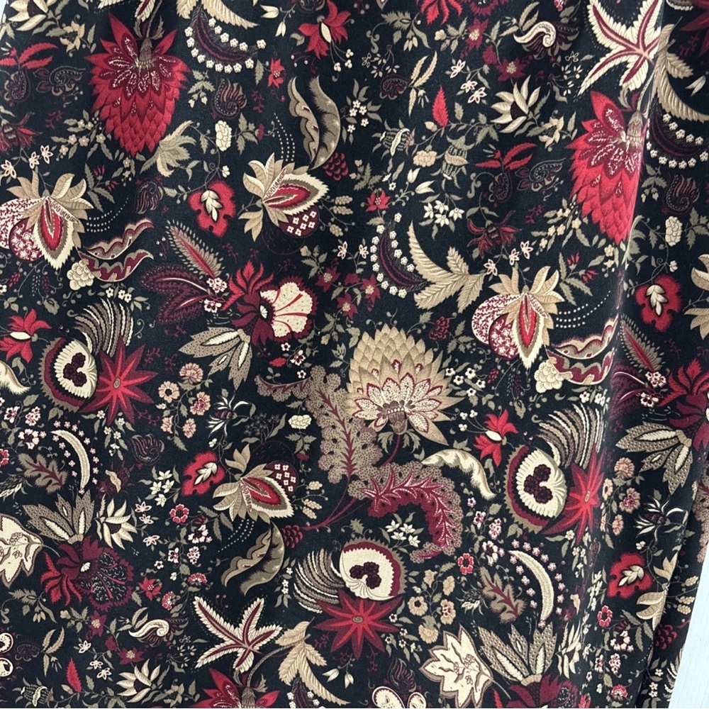 Vintage Briggs New York Sz 10P Floral Paisley Midi Skirt Black Red Tan Boho Y2K - Picture 4 of 7